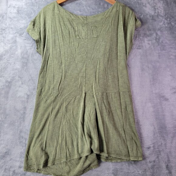 By Anthropologie Womens Green Knot Front Top XS Asymmetrical‎ Draped Casual - Picture 6 of 9
